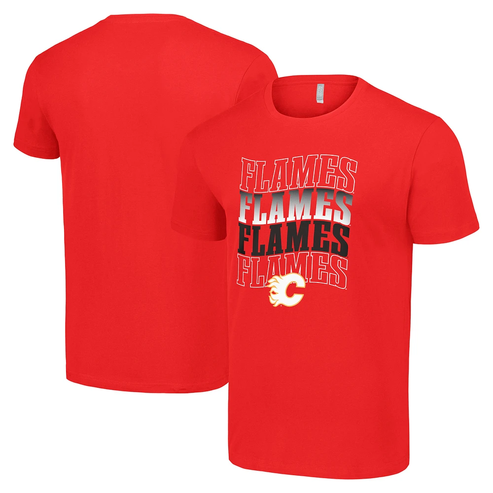 Men's Starter Calgary Flames Four Team Name Logo T-Shirt