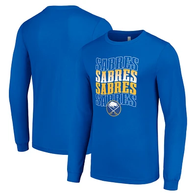 Men's Starter Royal Buffalo Sabres Four Team Name Logo Long Sleeve Graphic T-Shirt