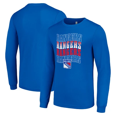 Men's Starter New York Rangers Four Team Name Logo Long Sleeve Graphic T-Shirt