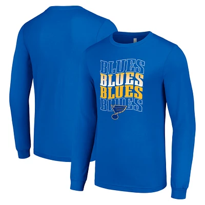 Men's Starter St. Louis Blues Four Team Name Logo Long Sleeve Graphic T-Shirt
