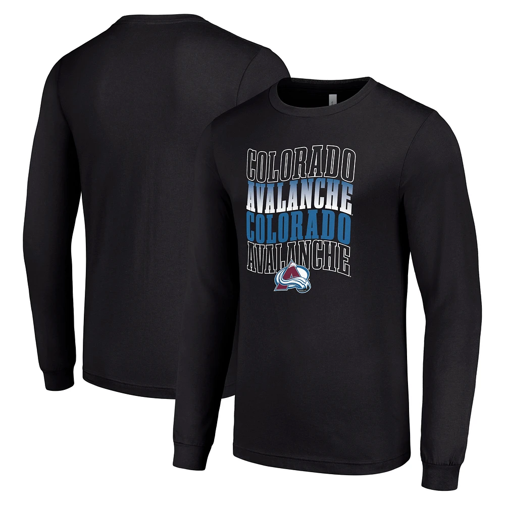 Men's Starter Colorado Avalanche Four Team Name Logo Long Sleeve Graphic T-Shirt