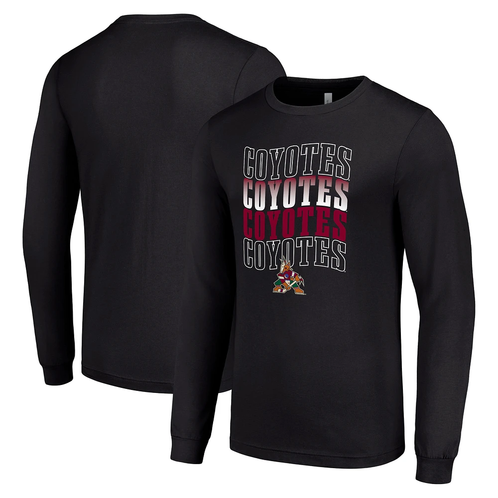 Men's Starter Arizona Coyotes Four Team Name Logo Long Sleeve Graphic T-Shirt