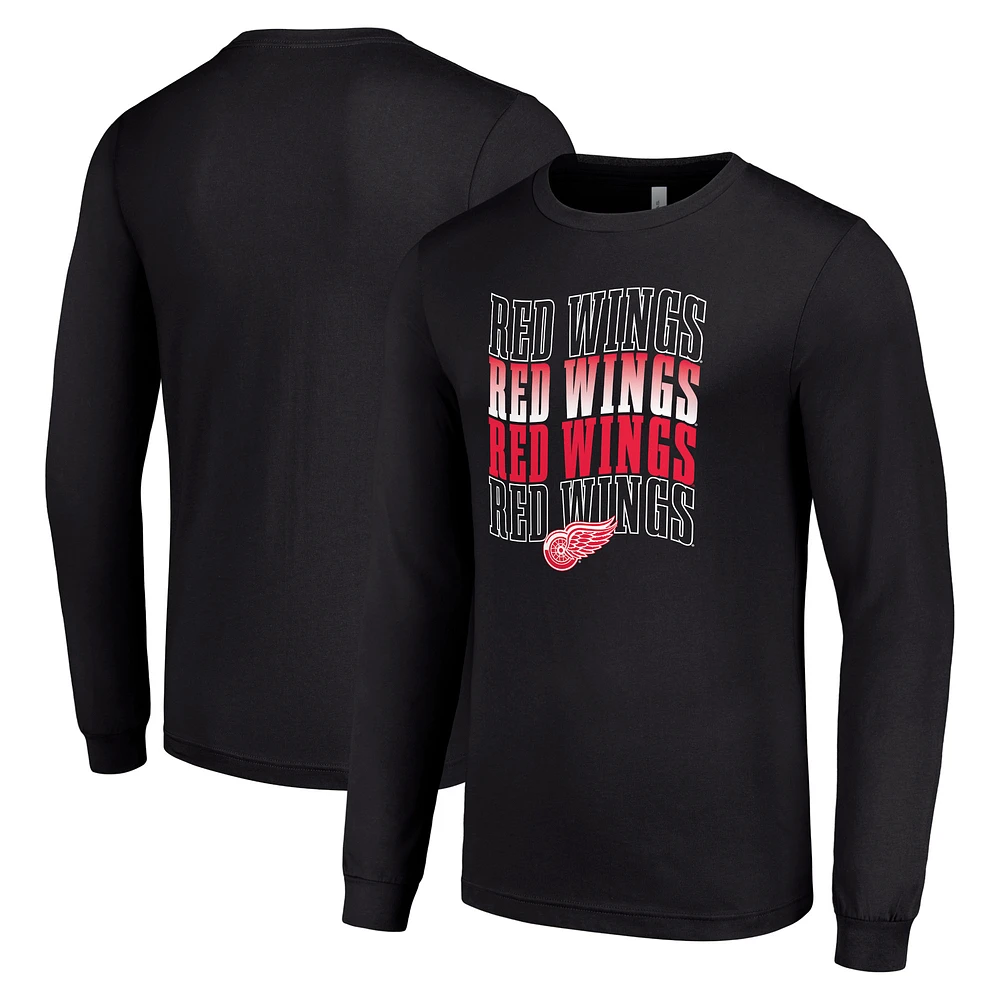 Men's Starter Detroit Red Wings Four Team Name Logo Long Sleeve Graphic T-Shirt