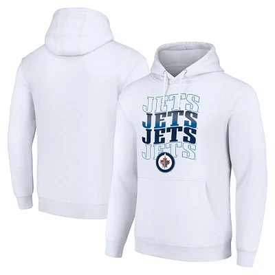 Men's Starter White Winnipeg Jets Four Team Name Logo Fleece Pullover Hoodie