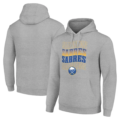 Men's Starter Heather Gray Buffalo Sabres Four Team Name Logo Fleece Pullover Hoodie