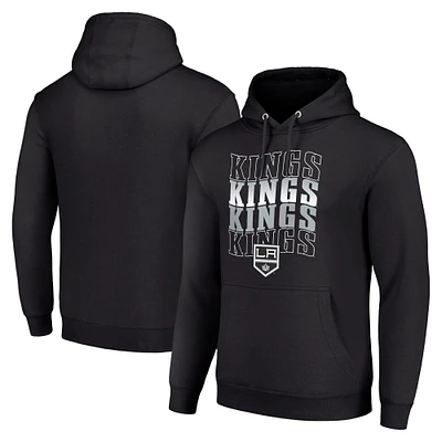 Men's Starter Black Los Angeles Kings Four Team Name Logo Fleece Pullover Hoodie