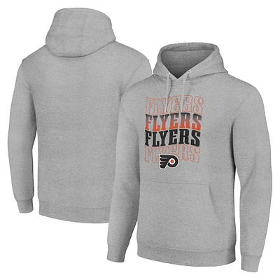 Men's Starter Heather Gray Philadelphia Flyers Four Team Name Logo Fleece Pullover Hoodie