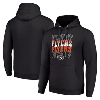 Men's Starter Black Philadelphia Flyers Four Team Name Logo Fleece Pullover Hoodie