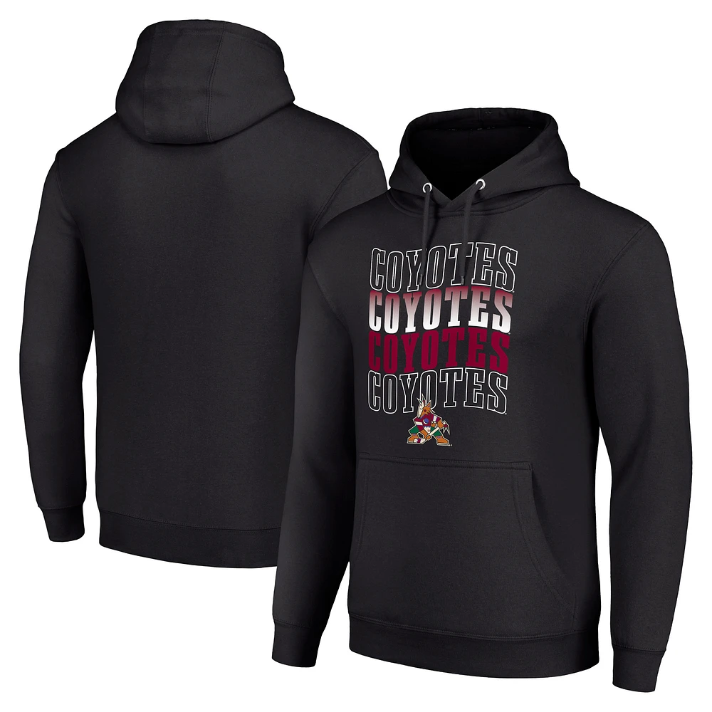 Men's Starter Black Arizona Coyotes Four Team Name Logo Fleece Pullover Hoodie