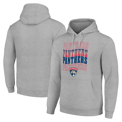 Men's Starter Heather Gray Florida Panthers Four Team Name Logo Fleece Pullover Hoodie
