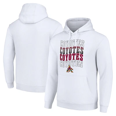 Men's Starter White Arizona Coyotes Four Team Name Logo Fleece Pullover Hoodie