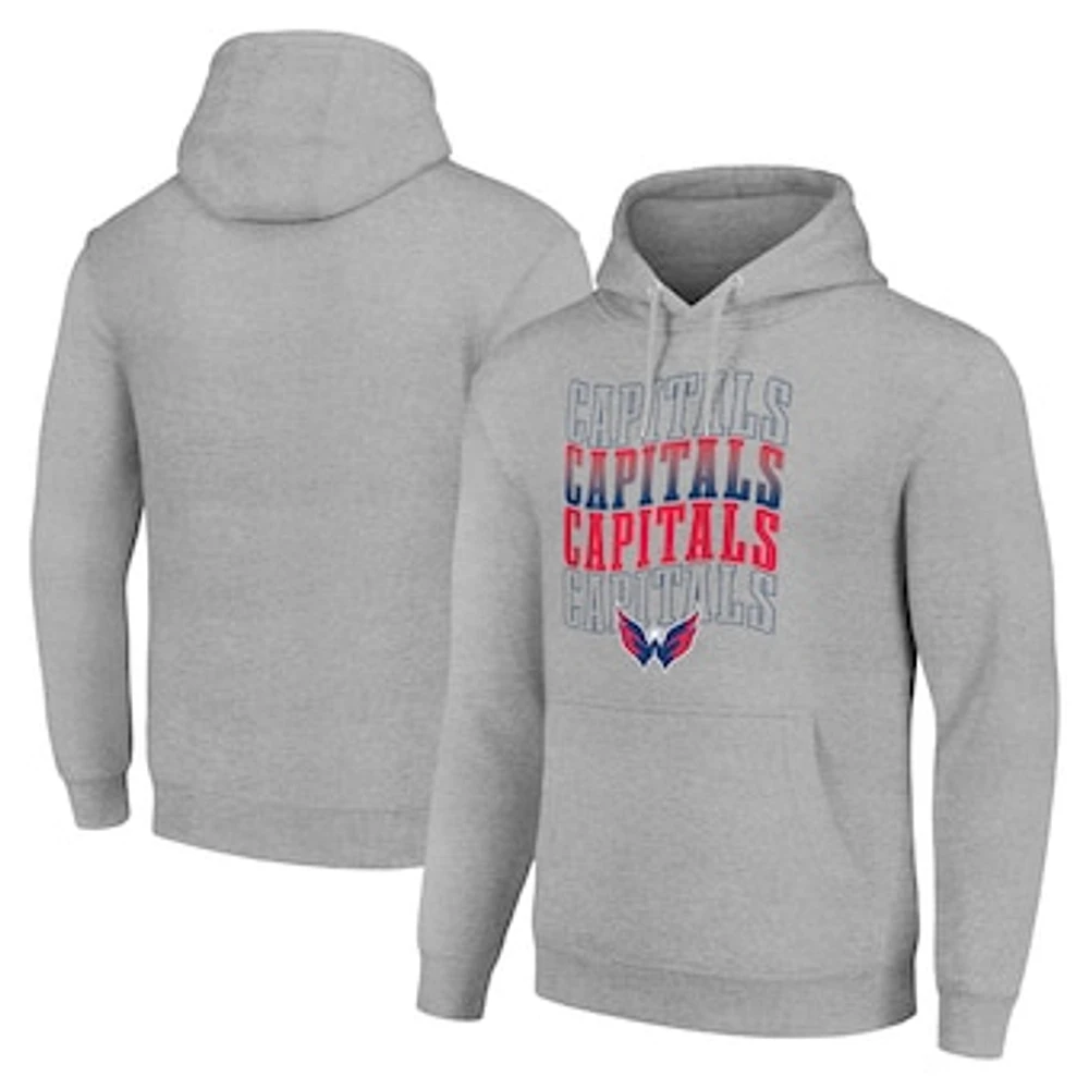 Men's Starter Heather Gray Washington Capitals Four Team Name Logo Fleece Pullover Hoodie