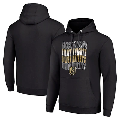 Men's Starter Black Vegas Golden Knights Four Team Name Logo Fleece Pullover Hoodie