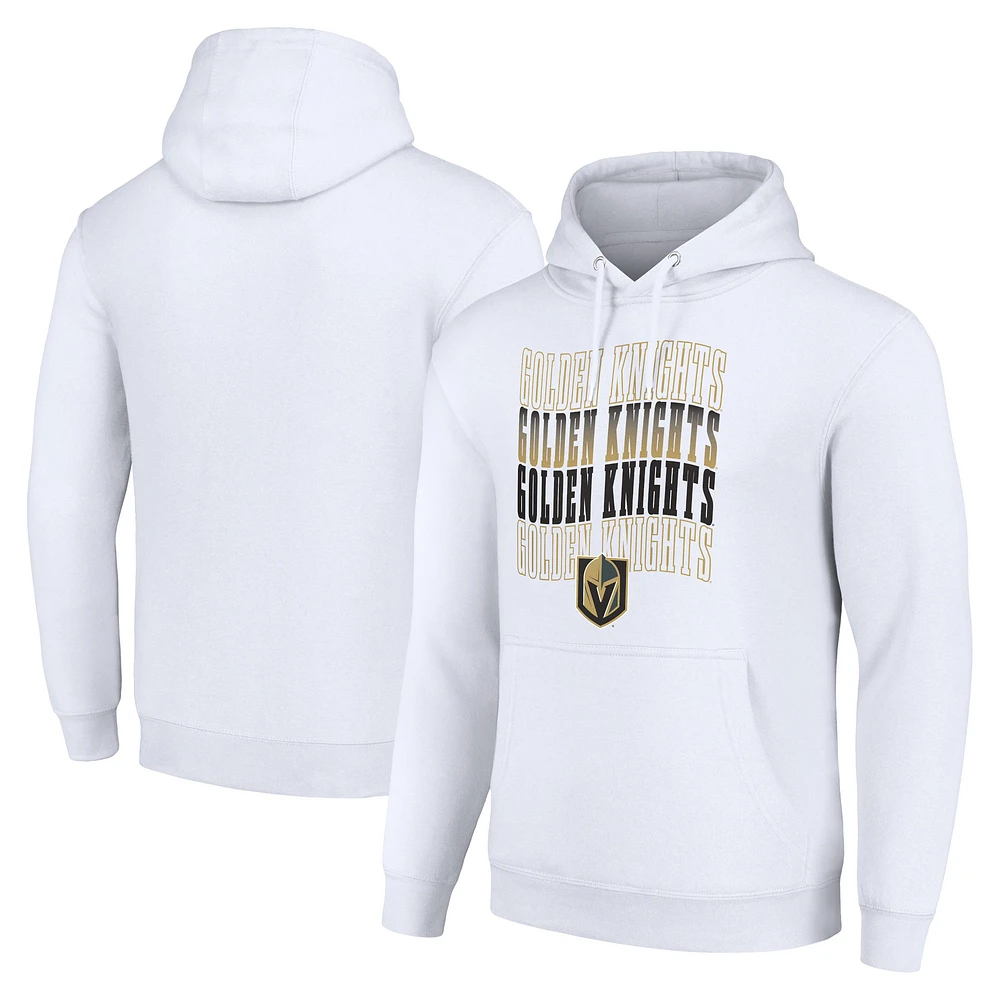 Men's Starter White Vegas Golden Knights Four Team Name Logo Fleece Pullover Hoodie