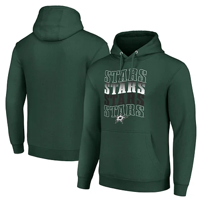 Men's Starter Green Dallas Stars Four Team Name Logo Fleece Pullover Hoodie