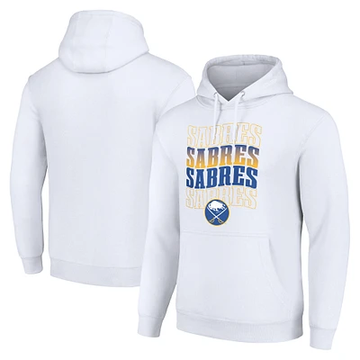 Men's Starter White Buffalo Sabres Four Team Name Logo Fleece Pullover Hoodie