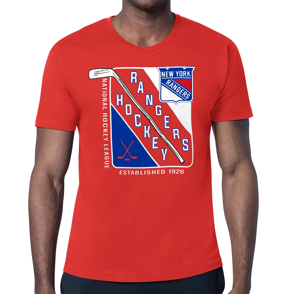 Men's Starter Red New York Rangers Shield Graphic T-Shirt