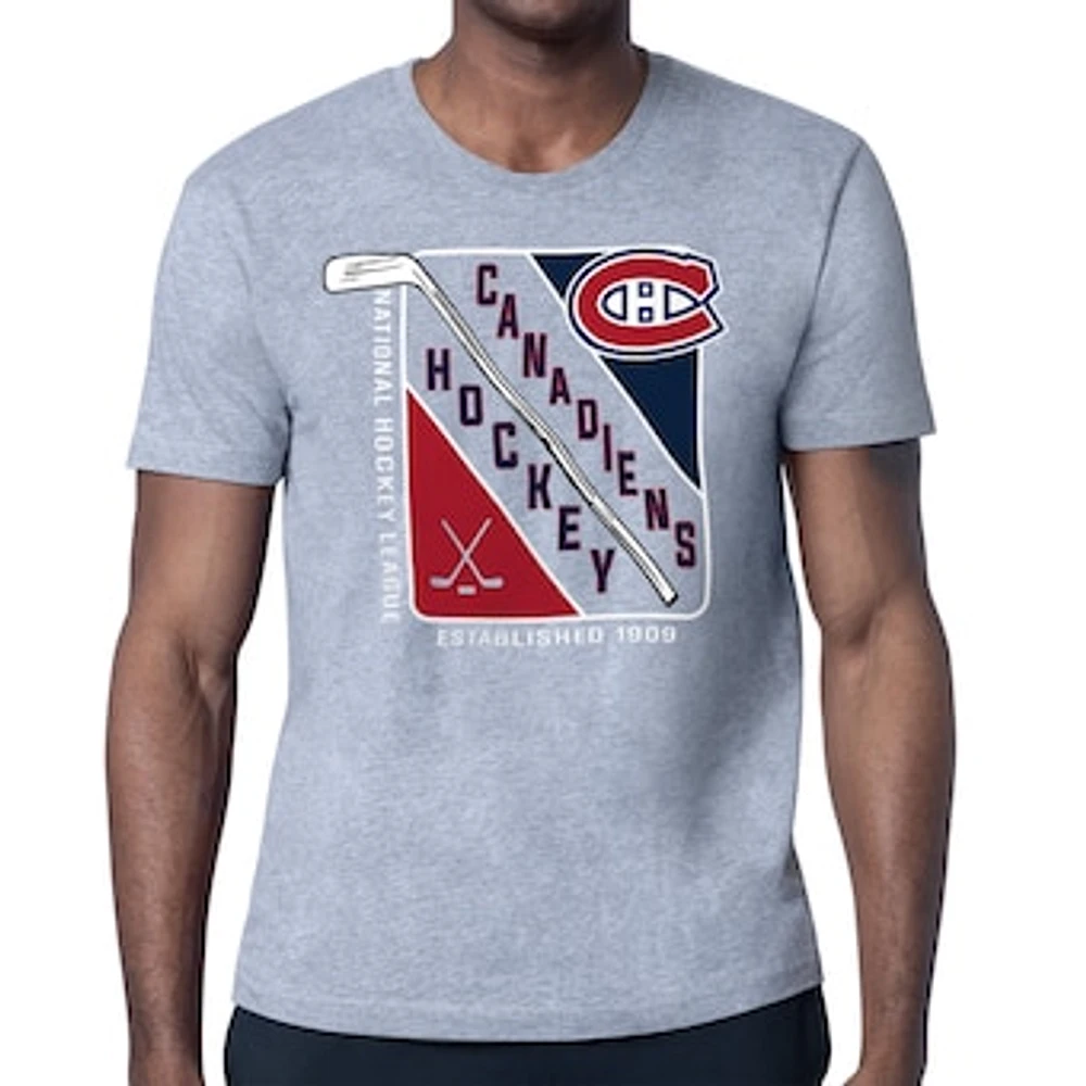 Men's Starter Heather Gray Montreal Canadiens Shield Graphic T-Shirt