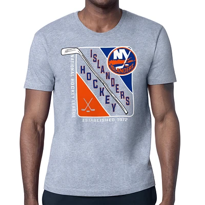 Men's Starter Heather Gray New York Islanders Shield Graphic T-Shirt