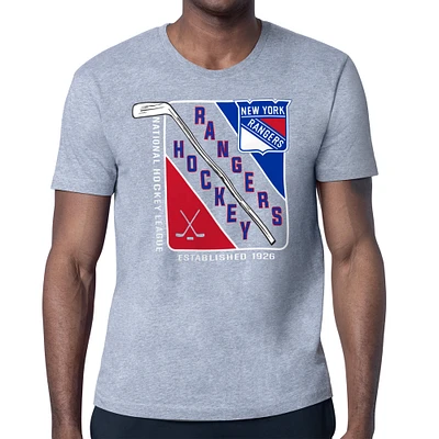 Men's Starter Heather Gray New York Rangers Shield Graphic T-Shirt