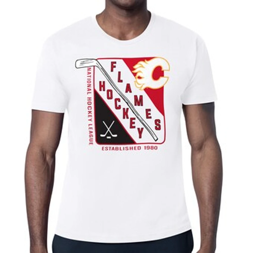 Men's Starter White Calgary Flames Shield Graphic T-Shirt