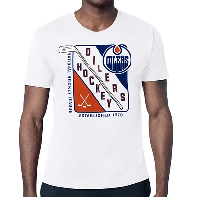 Men's Starter White Edmonton Oilers Shield Graphic T-Shirt