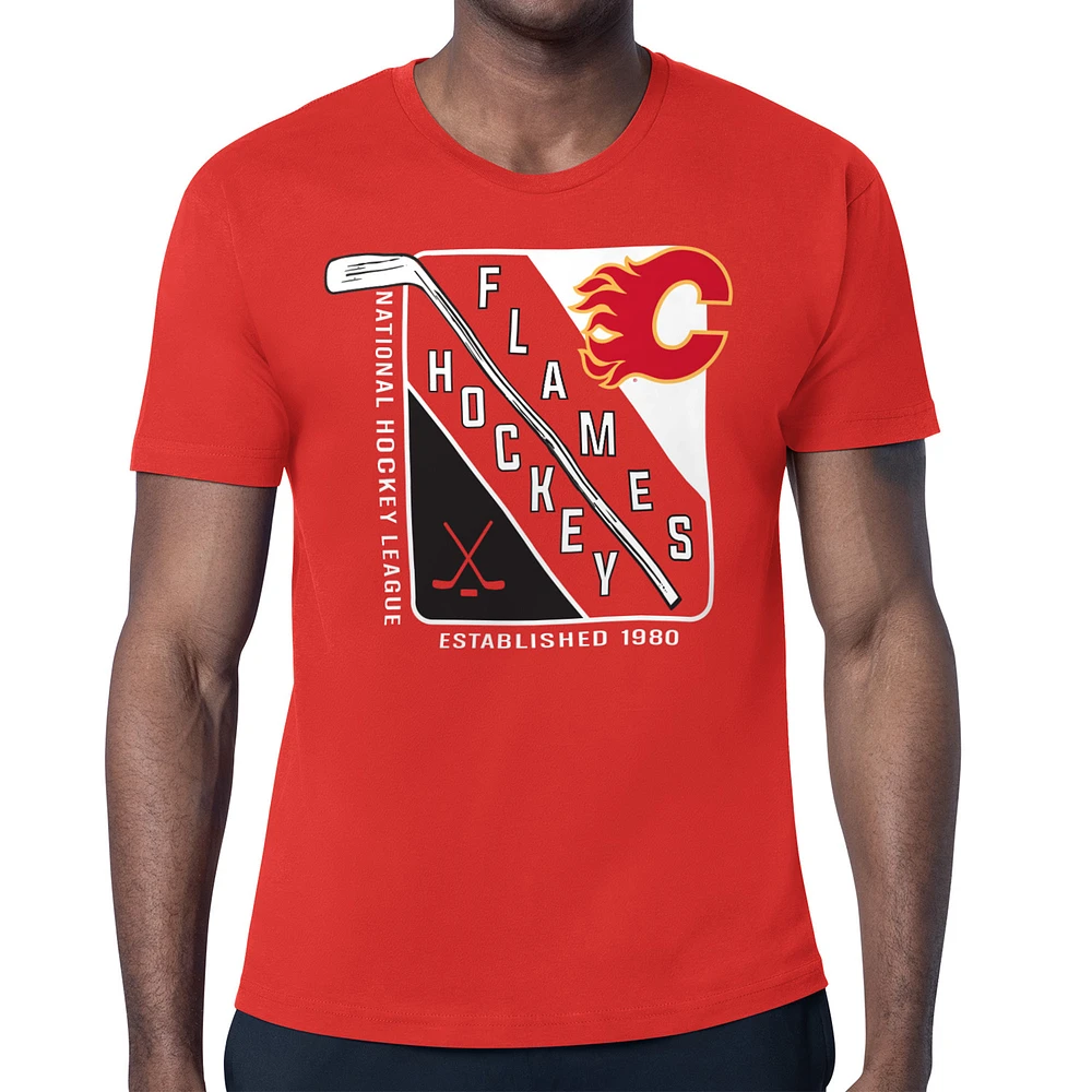 Men's Starter Red Calgary Flames Shield Graphic T-Shirt