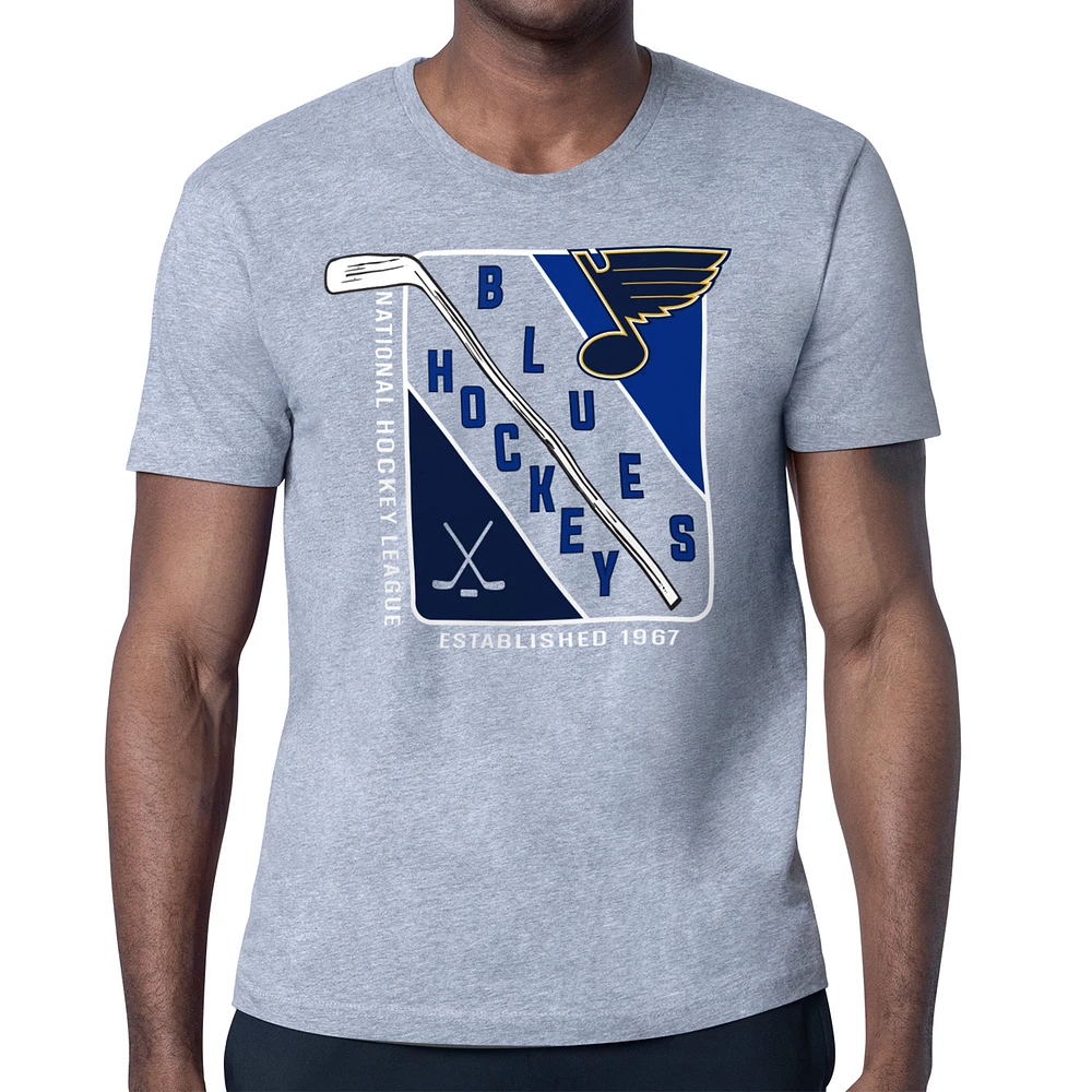 Men's Starter Heather Gray St. Louis Blues Shield Graphic T-Shirt
