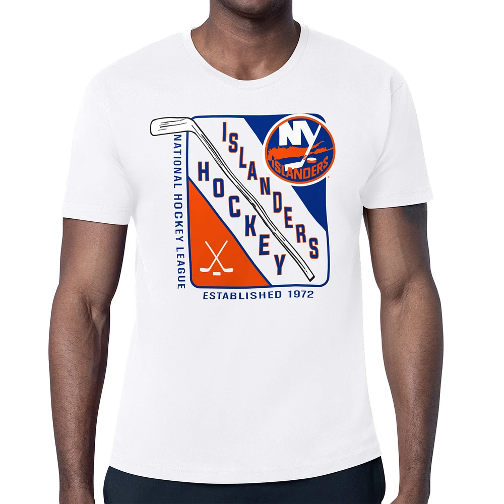 Men's Starter White New York Islanders Shield Graphic T-Shirt