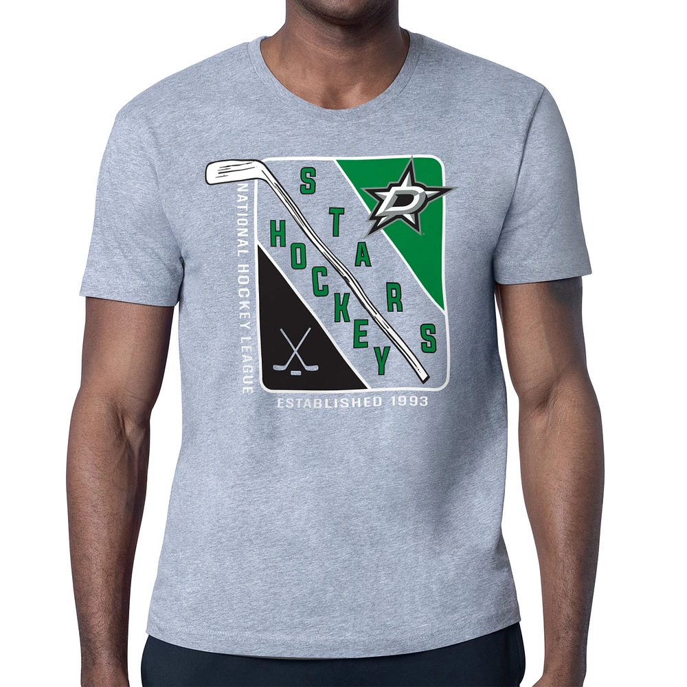 Men's Starter Heather Gray Dallas Stars Shield Graphic T-Shirt