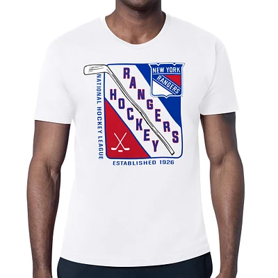Men's Starter White New York Rangers Shield Graphic T-Shirt