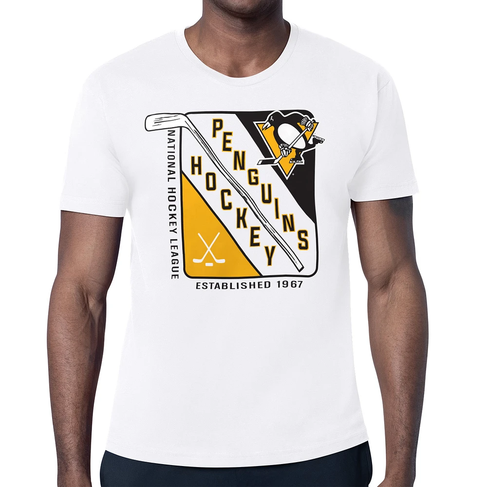 Men's Starter White Pittsburgh Penguins Shield Graphic T-Shirt