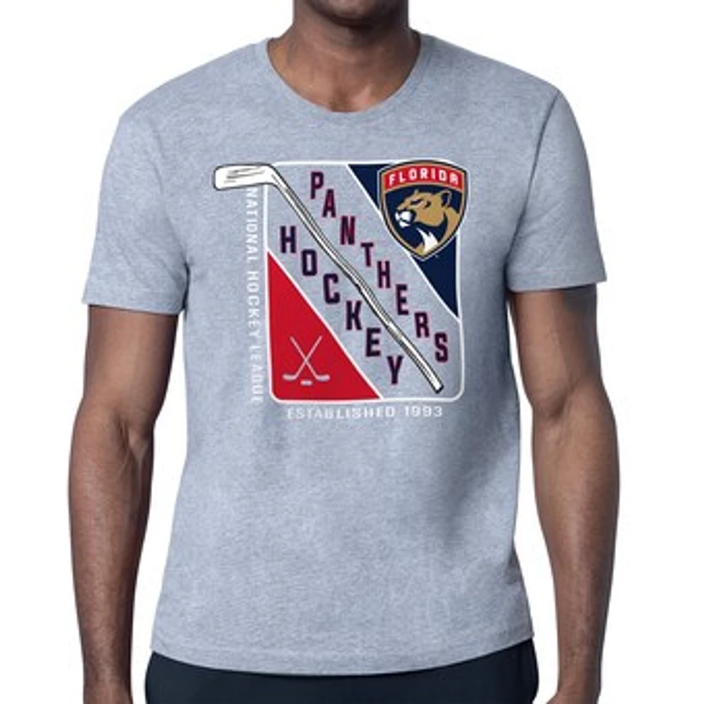 Men's Starter Heather Gray Florida Panthers Shield Graphic T-Shirt