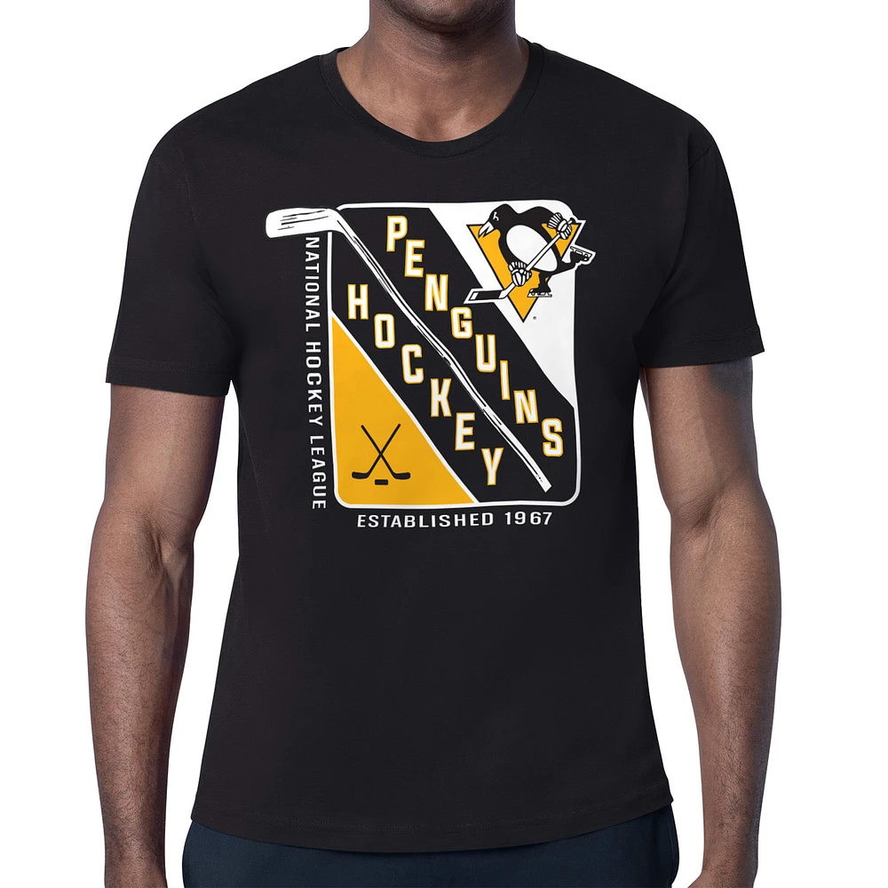 Men's Starter Black Pittsburgh Penguins Shield Graphic T-Shirt