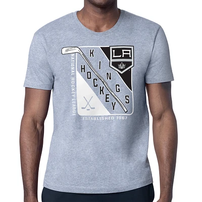 Men's Starter Heather Gray Los Angeles Kings Shield Graphic T-Shirt