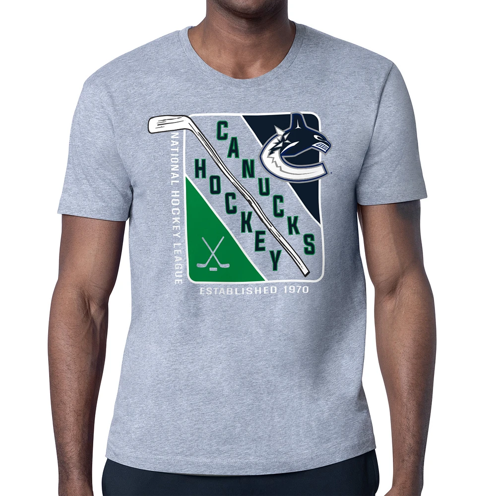 Men's Starter Heather Gray Vancouver Canucks Shield Graphic T-Shirt