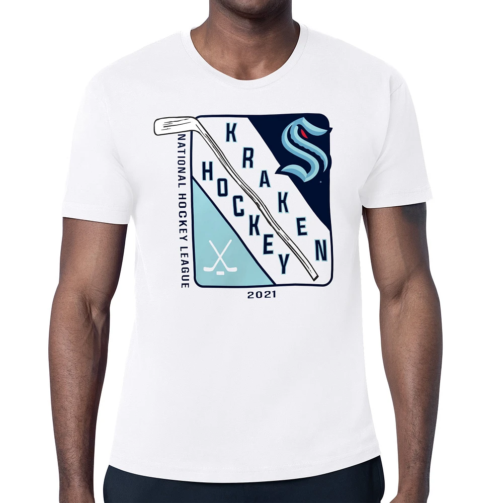 Men's Starter White Seattle Kraken Shield Graphic T-Shirt