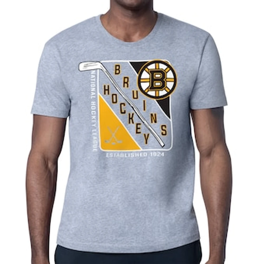 Men's Starter Heather Gray Boston Bruins Shield Graphic T-Shirt