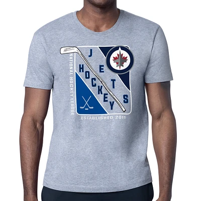 Men's Starter Heather Gray Winnipeg Jets Shield Graphic T-Shirt