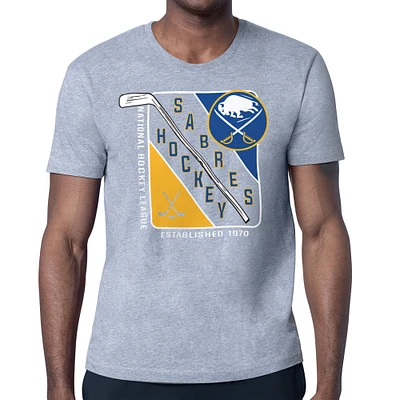 Men's Starter Heather Gray Buffalo Sabres Shield Graphic T-Shirt