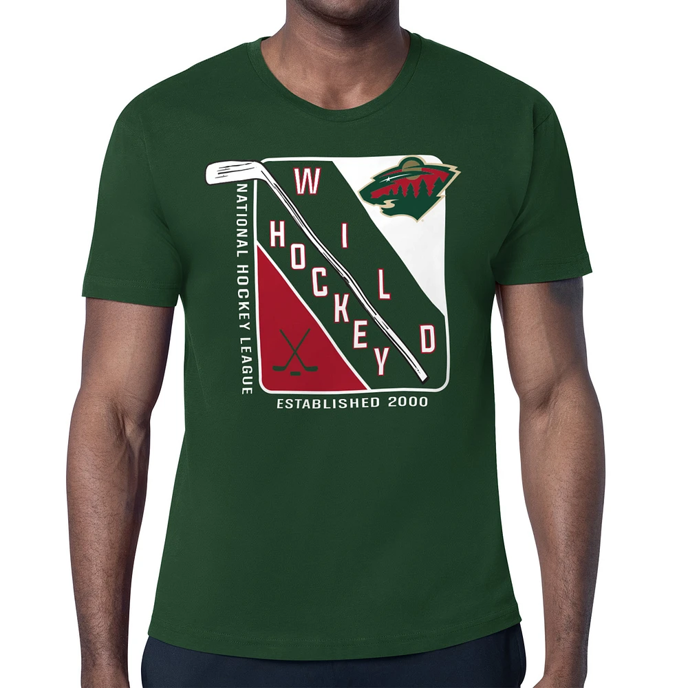 Men's Starter Olive Minnesota Wild Shield Graphic T-Shirt