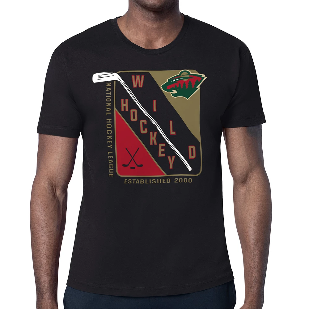 Men's Starter Black Minnesota Wild Shield Graphic T-Shirt