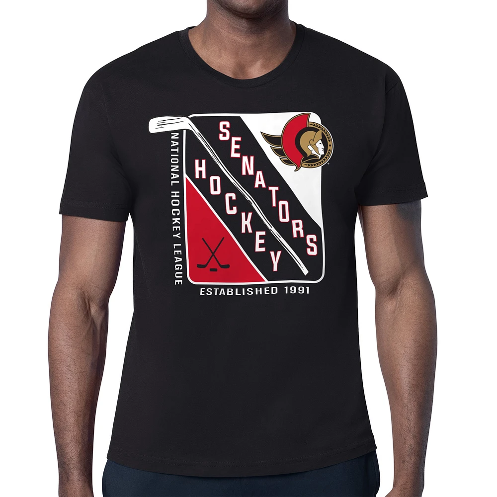 Men's Starter Black Ottawa Senators Shield Graphic T-Shirt