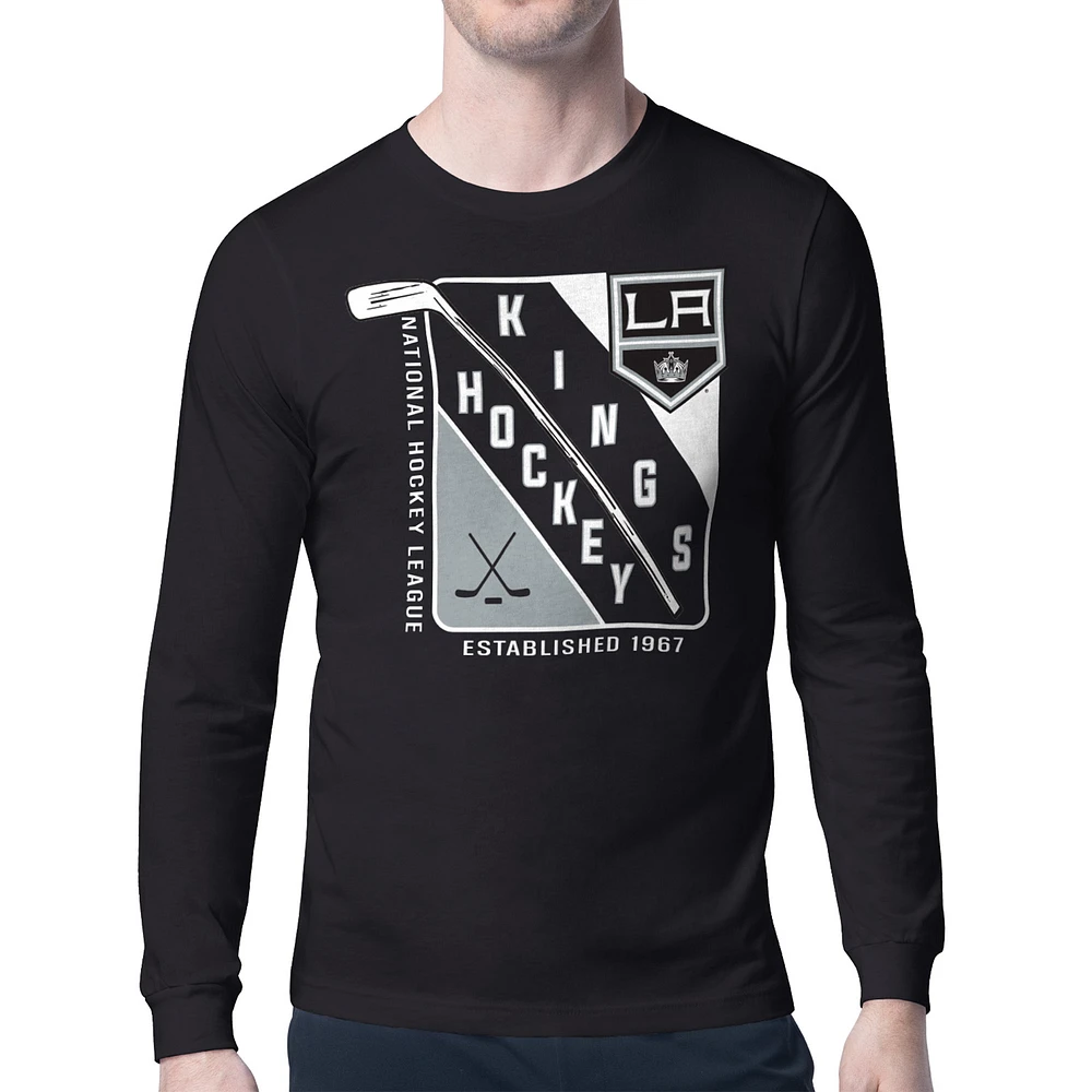 Men's Starter Black Los Angeles Kings Shield Long Sleeve Graphic T-Shirt