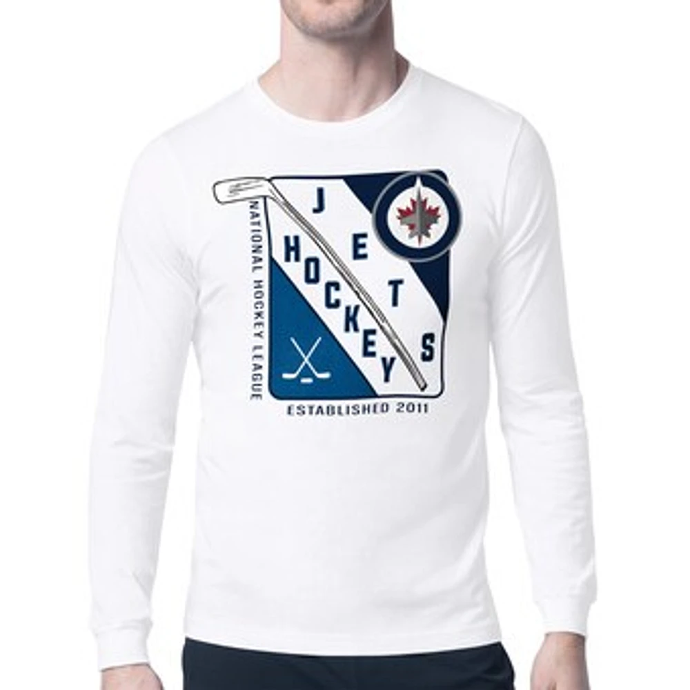 Men's Starter White Winnipeg Jets Shield Long Sleeve Graphic T-Shirt