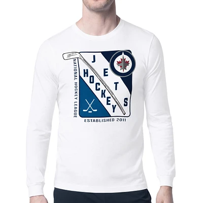 Men's Starter White Winnipeg Jets Shield Long Sleeve Graphic T-Shirt
