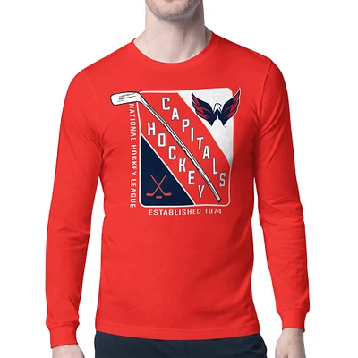Men's Starter Red Washington Capitals Shield Long Sleeve Graphic T-Shirt