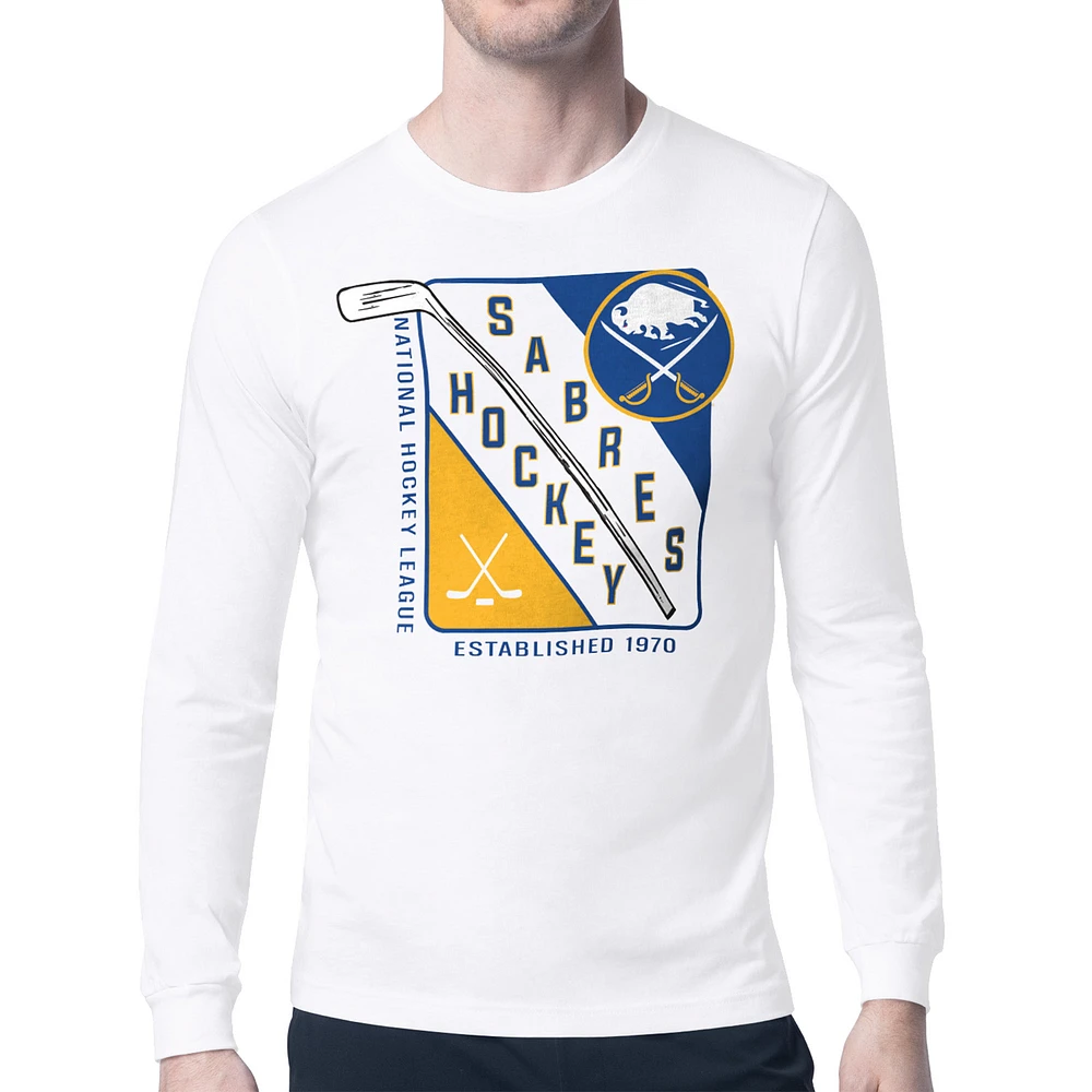 Men's Starter White Buffalo Sabres Shield Long Sleeve Graphic T-Shirt