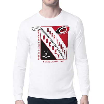 Men's Starter White Carolina Hurricanes Shield Long Sleeve Graphic T-Shirt