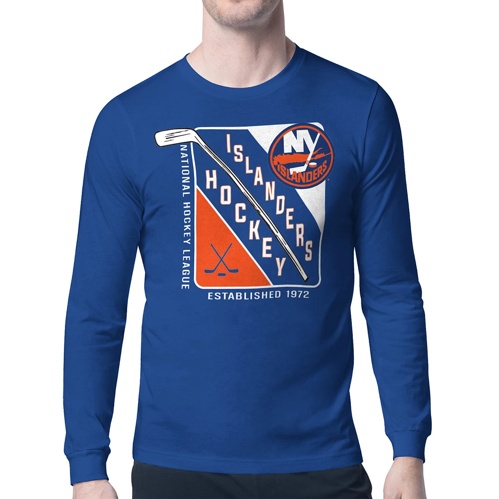Men's Starter Royal New York Islanders Shield Long Sleeve Graphic T-Shirt